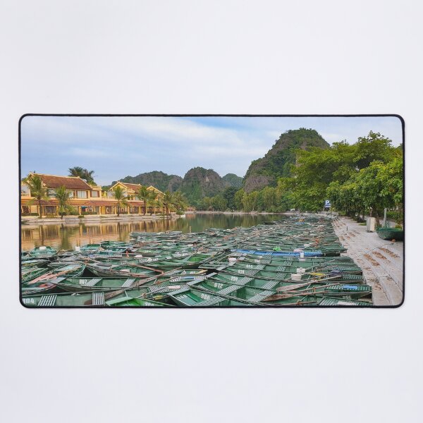 Item preview, Evening Rowboats at Tam Coc - Blue Hour Ninh Binh | Serene Vietnam River Landscape Art designed and sold by Ross.A.Campbell.