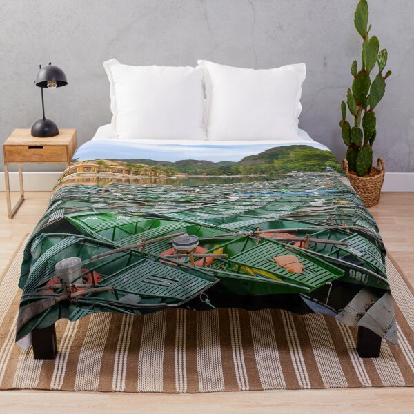 Item preview, Evening Rowboats at Tam Coc - Blue Hour Ninh Binh | Serene Vietnam River Landscape Art designed and sold by Ross.A.Campbell.