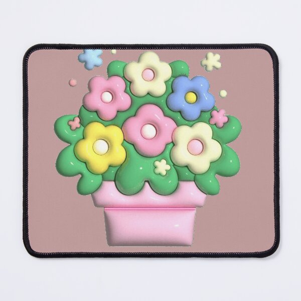 Item preview, Cute 3D Pastel Flower Bouquet Puffy Floral Art designed and sold by Rawafi Art Studio.