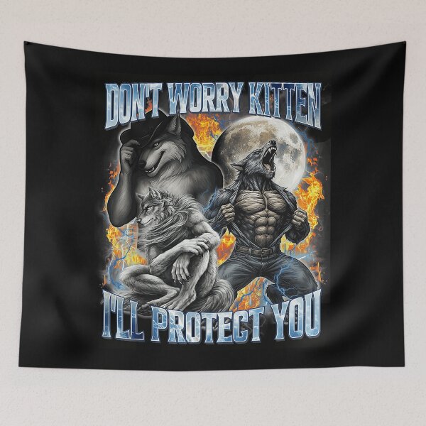Item preview, Don't Worry Kitten I'll Protect You Werewolf Fantasy Protector designed and sold by SanTiOmal.