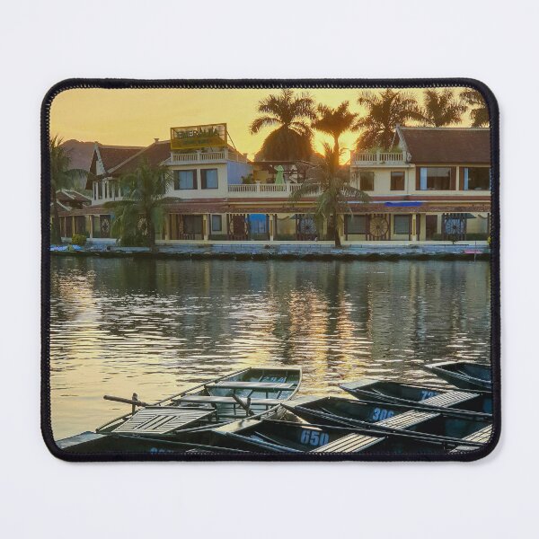 Item preview, Evening Rowboats at Tam Coc - Blue Hour Ninh Binh | Serene Vietnam River Landscape Art designed and sold by Ross.A.Campbell.