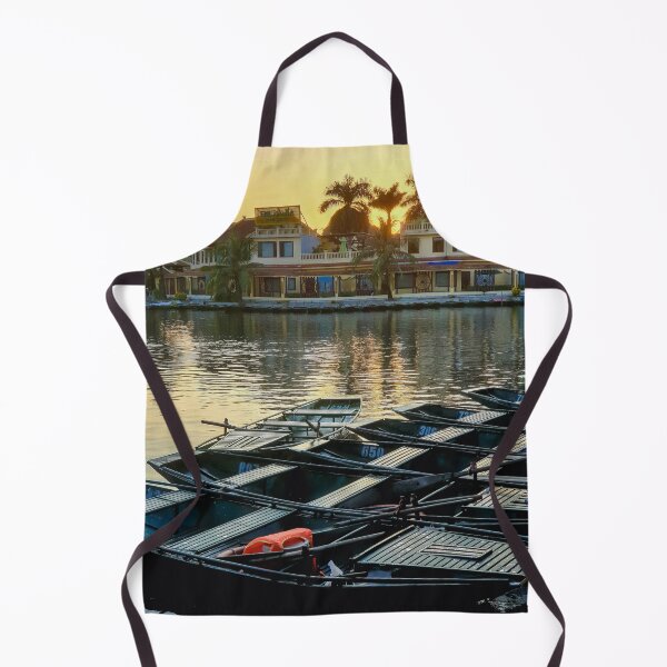 Item preview, Evening Rowboats at Tam Coc - Blue Hour Ninh Binh | Serene Vietnam River Landscape Art designed and sold by Ross.A.Campbell.