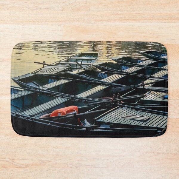 Item preview, Evening Rowboats at Tam Coc - Blue Hour Ninh Binh | Serene Vietnam River Landscape Art designed and sold by Ross.A.Campbell.
