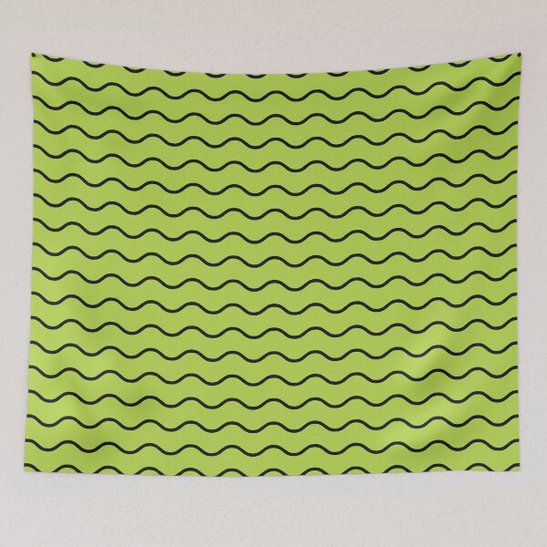 Item preview, Lime And Black Waves Pattern designed and sold by pattern-archive.