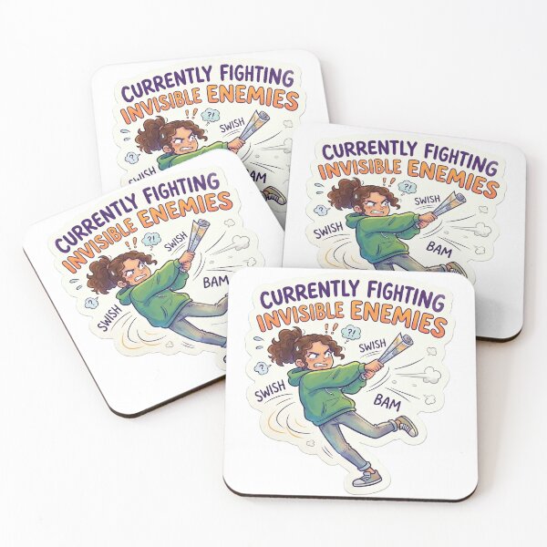 Item preview, Currently Fighting Invisible Enemies – Funny Chaotic Mood Sticker designed and sold by CuteRage.