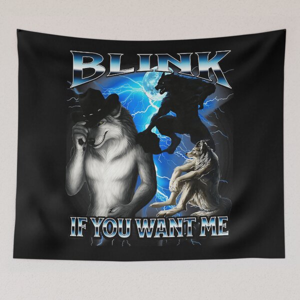 Item preview, Blink If You Want Me Wolf Werewolf Animal Spirit designed and sold by SanTiOmal.
