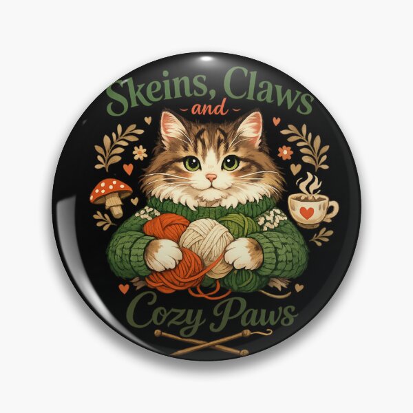 Item preview, Cozy Cottagecore Cat with Yarn – Skeins, Claws and Cozy Paws Knitting Aesthetic designed and sold by Ladys-Gents.
