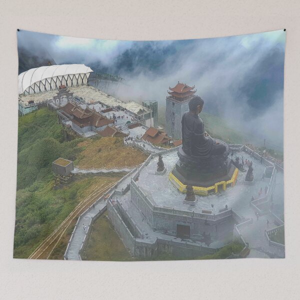 Item preview, Great Buddha of Fansipan - Kim Son Bao Thang Pagoda | Sa Pa Vietnam Spiritual Landscape Art designed and sold by Ross.A.Campbell.