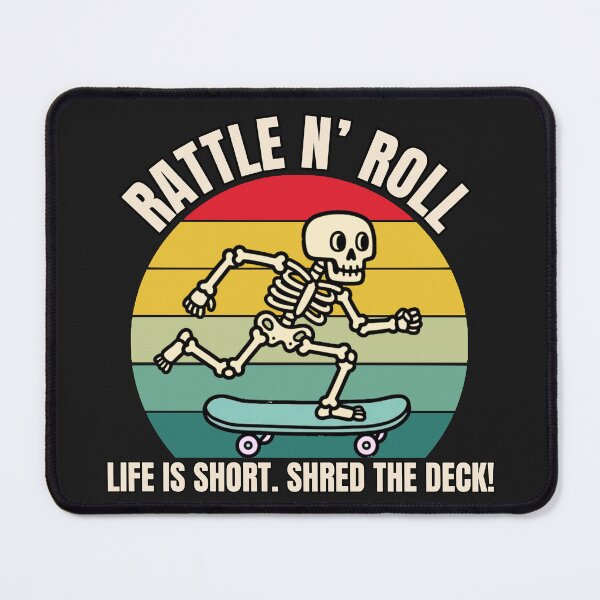 Item preview, Rattle N’ Roll: Retro Skateboard Skeleton Sunset designed and sold by 2msons.