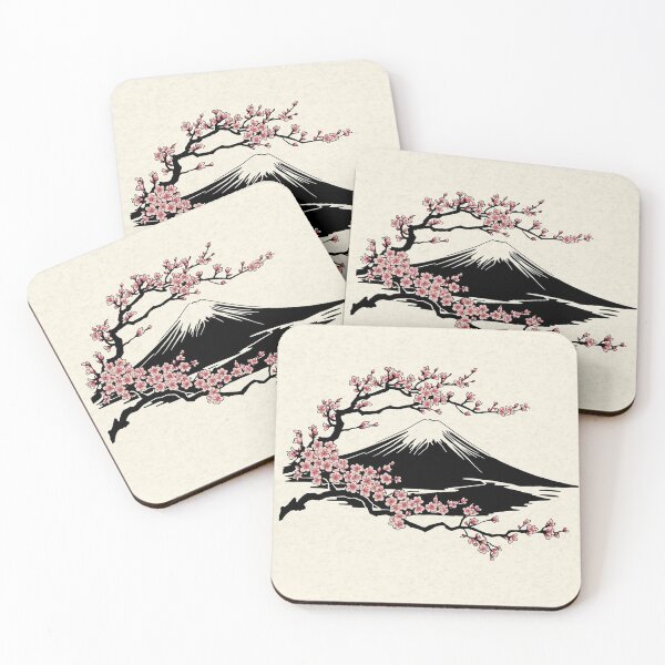 Item preview, Mount Fuji Sakura Japanese Ink Brush Art Woodblock Print Style designed and sold by taonJP-shop.