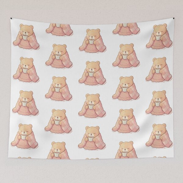 Item preview, Cozy Bear Drinking Coffee Wrapped in Blanket – Warm Relaxing Cute Aesthetic Design designed and sold by SoftAuraStudi0.