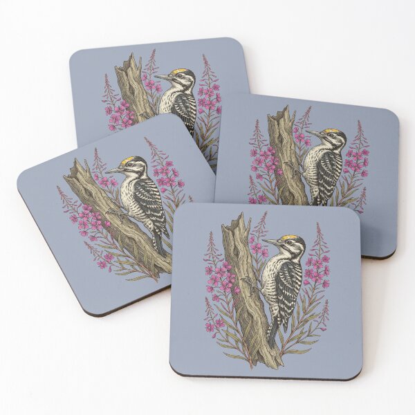 Item preview, American Three-Toed Woodpecker Botanical Bird Illustration  designed and sold by BirdsnStuff.