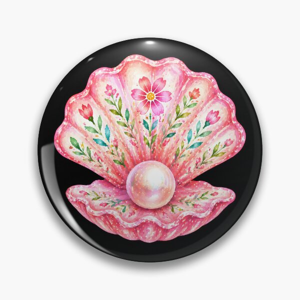 Item preview, Floral Seashell with Pearl Illustration designed and sold by DesignerKha.