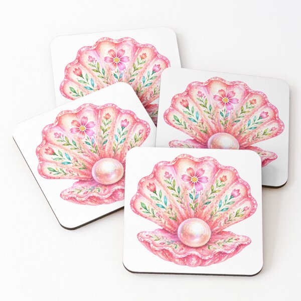 Item preview, Floral Seashell with Pearl Illustration designed and sold by DesignerKha.