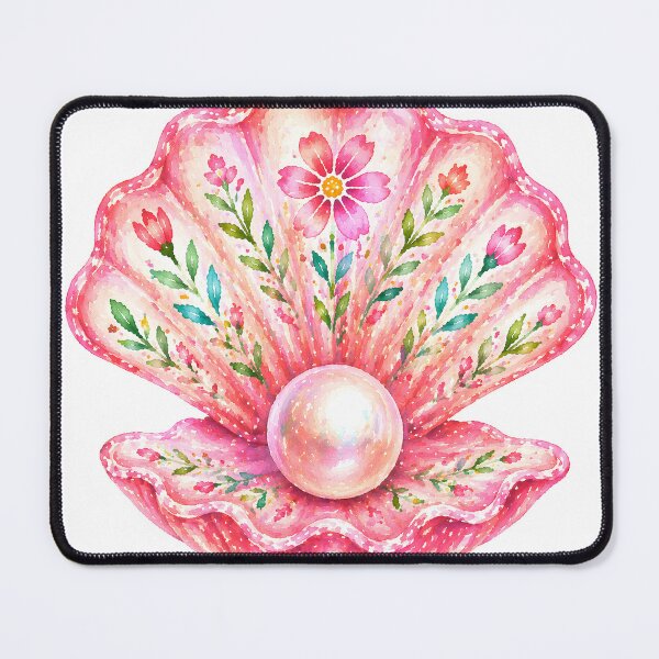 Item preview, Floral Seashell with Pearl Illustration designed and sold by DesignerKha.