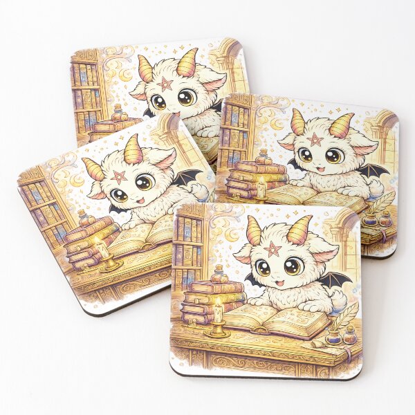 Item preview, Cute Baby Demon Reading Magic Book  Kawaii Gothic Art | Cozy Magical Creature Illustration designed and sold by NightSpell.