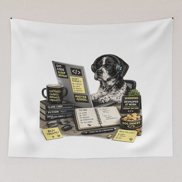Item preview, Auvergne Pointer Coding Dog – Realistic Programmer Puppy designed and sold by YamiSociety.