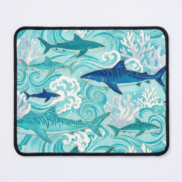 Item preview, Glamorous Turquoise Tiger Shark — Seamless Tileable Wallpaper & Textile Vector designed and sold by Jandedan.