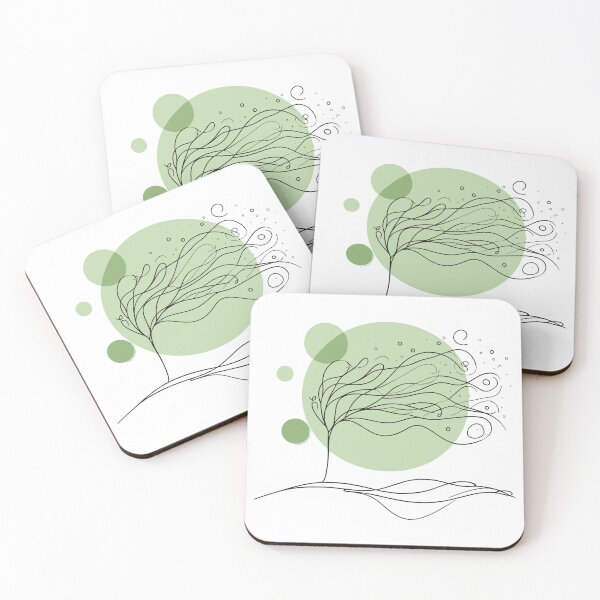 Item preview, Minimalist Windblown Tree Line Art designed and sold by Fabrikola.