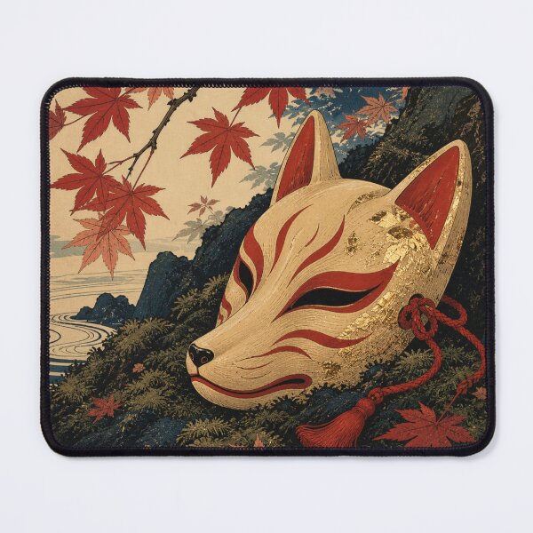 Item preview, Kitsune Mask - Vintage Ukiyo-e Japanese Folklore Woodblock designed and sold by bapupa.