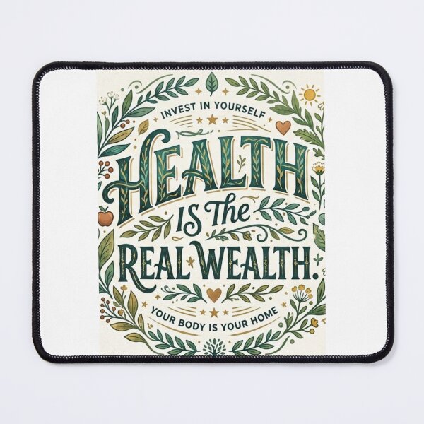 Item preview, Nature’s Vitality: Health Is The Real Wealth Botanical Typography designed and sold by Dzblack.