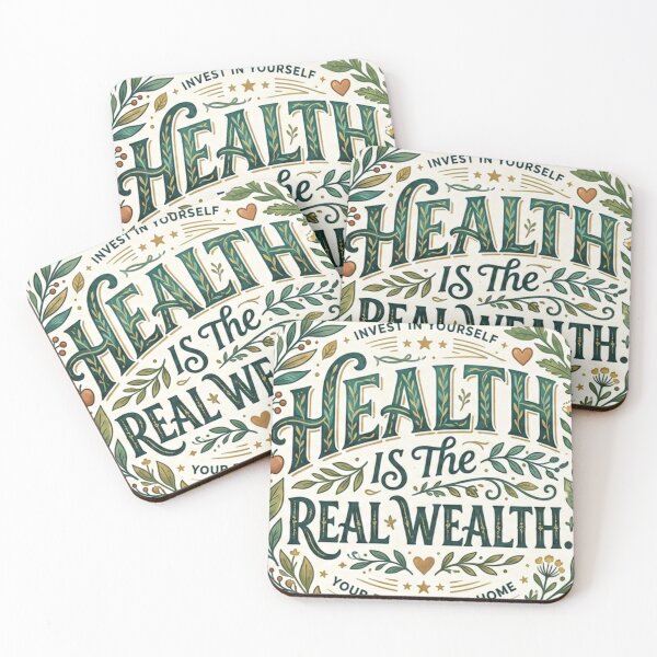 Item preview, Nature’s Vitality: Health Is The Real Wealth Botanical Typography designed and sold by Dzblack.