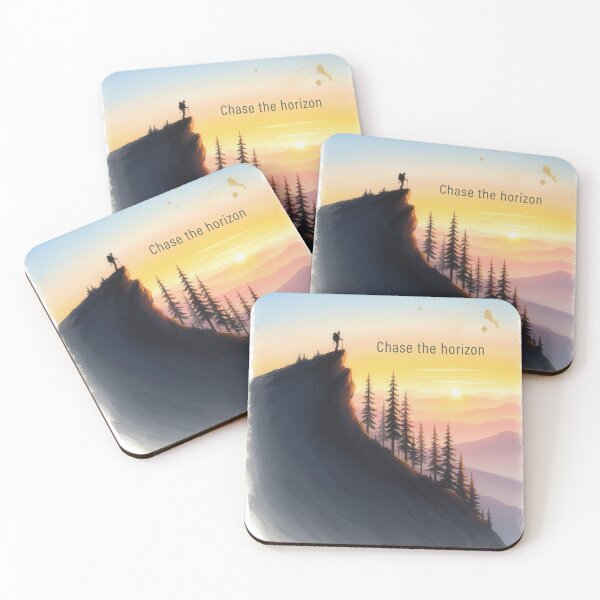 Item preview, Chase the horizon lone hiker sunset mountain ridge oil painting art designed and sold by icemanphotos.