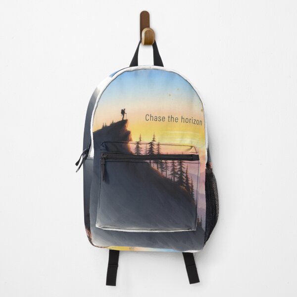 Item preview, Chase the horizon lone hiker sunset mountain ridge oil painting art designed and sold by icemanphotos.
