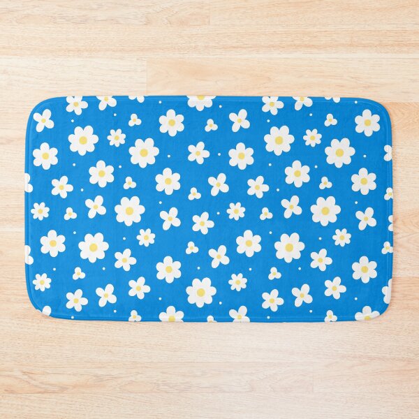 Item preview, white flowers on a blue background designed and sold by burbura.