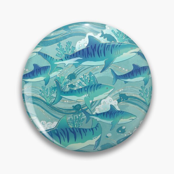 Item preview, Turquoise Tiger Shark — Seamless Tileable Wallpaper & Textile Vector designed and sold by Jandedan.