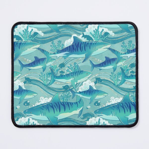 Item preview, Turquoise Tiger Shark — Seamless Tileable Wallpaper & Textile Vector designed and sold by Jandedan.