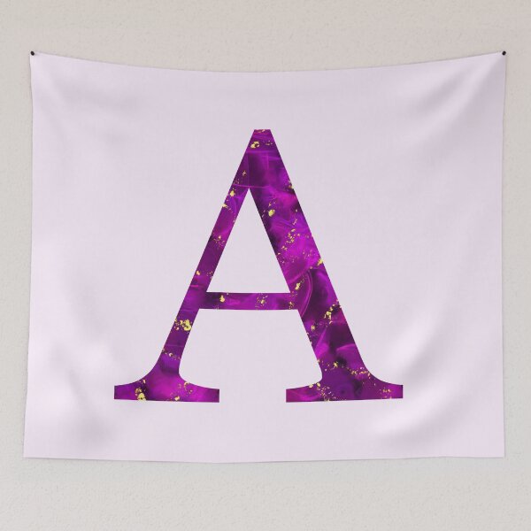 Item preview, Monogram letter A in pink color with gold accents, alcohol ink digital art designed and sold by SweetLilith.
