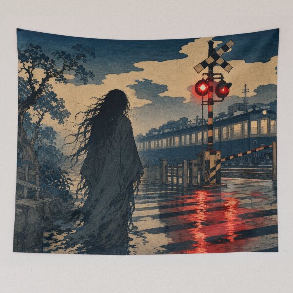 Item preview, The Crossing at Dusk - Vintage Ukiyo-e Japanese Ghost Woodblock Art designed and sold by bapupa.