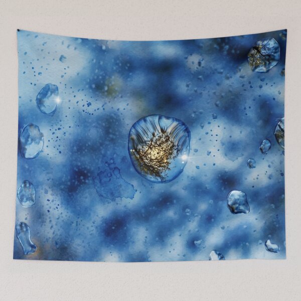 Item preview, Blue Water Droplet Reflections — Digital Watercolor Art from Real Photography | Abstract Nature Fine Art  designed and sold by M.ALK.Watercolor.