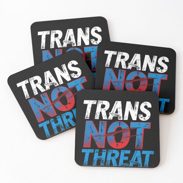 Item preview, TRANS NOT THREAT Cyberpunk Activist Typography T-Shirt | Futuristic LGBTQ Pride Streetwear Design designed and sold by Vvmd.