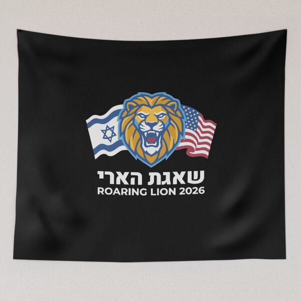 Item preview, USA Israel Roaring Lion 2026 designed and sold by crouchingpixel.