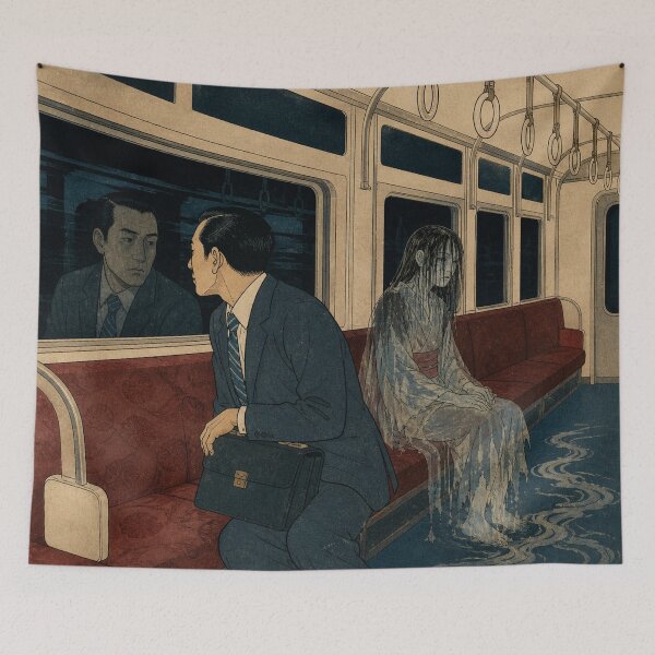 Item preview, Subway Midnight Express - Vintage Ukiyo-e Japanese Ghost Woodblock Art designed and sold by bapupa.