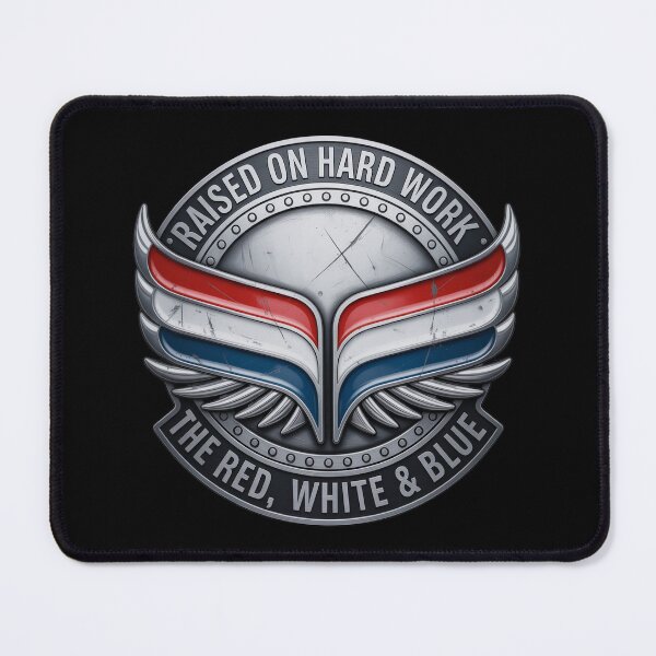 Item preview, Raised on Hard Work Chrome Badge Patriotic designed and sold by OldGloryForge.