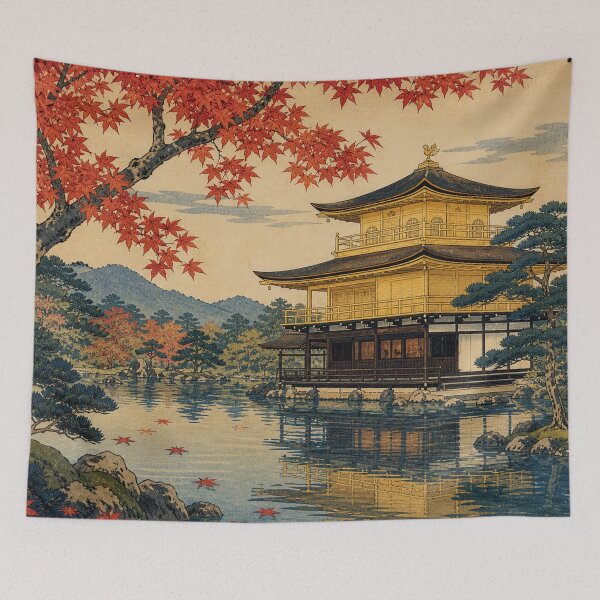 Item preview, Kinkaku-ji - Vintage Ukiyo-e Japanese Landscape Woodblock designed and sold by bapupa.