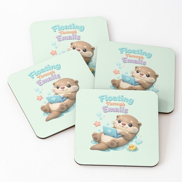 Item preview, Cute Otter Laptop Kawaii - Floating Through Emails | Cozy Work From Home Animal Art designed and sold by Moons Studio.