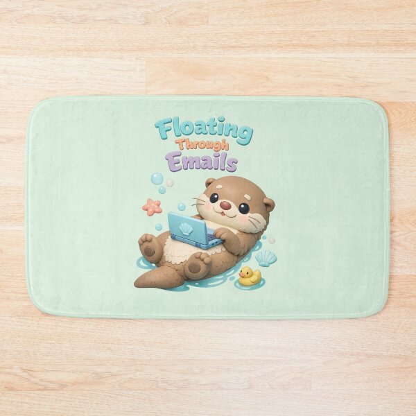 Item preview, Cute Otter Laptop Kawaii - Floating Through Emails | Cozy Work From Home Animal Art designed and sold by Moons Studio.