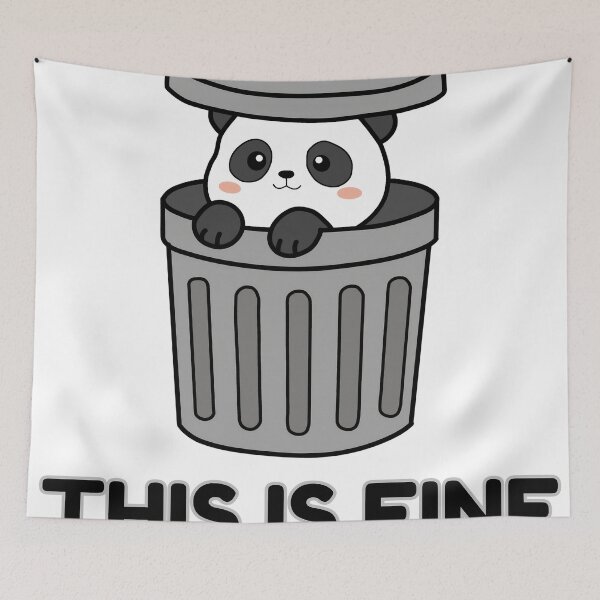 Item preview, Kawaii Panda in Trash Can - This Is Fine Meme Art designed and sold by JEVANStudio.