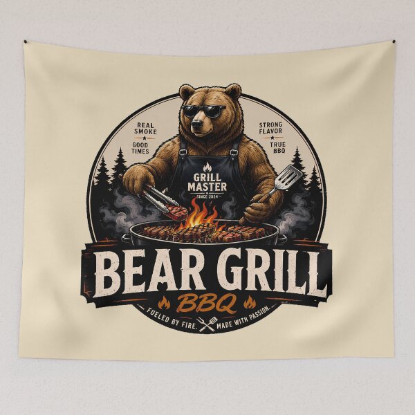 Item preview, Funny BBQ Bear Grillmaster designed and sold by ZetaDream.