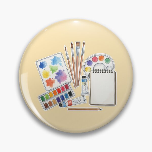 Item preview, Watercolor Art Supplies Palette Brushes and Sketchbook designed and sold by BlurBlurDesign.