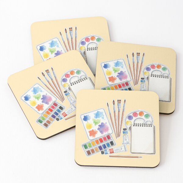 Item preview, Watercolor Art Supplies Palette Brushes and Sketchbook designed and sold by BlurBlurDesign.