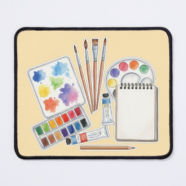 Item preview, Watercolor Art Supplies Palette Brushes and Sketchbook designed and sold by BlurBlurDesign.
