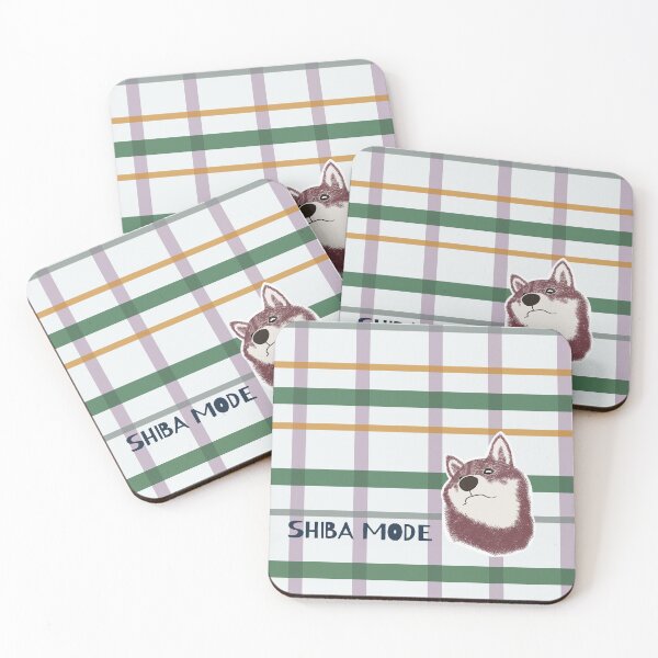Item preview, Green plaid with purple Shiba Inu designed and sold by ShibaCruise-On.
