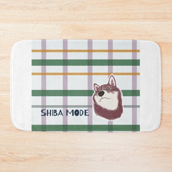 Item preview, Green plaid with purple Shiba Inu designed and sold by ShibaCruise-On.