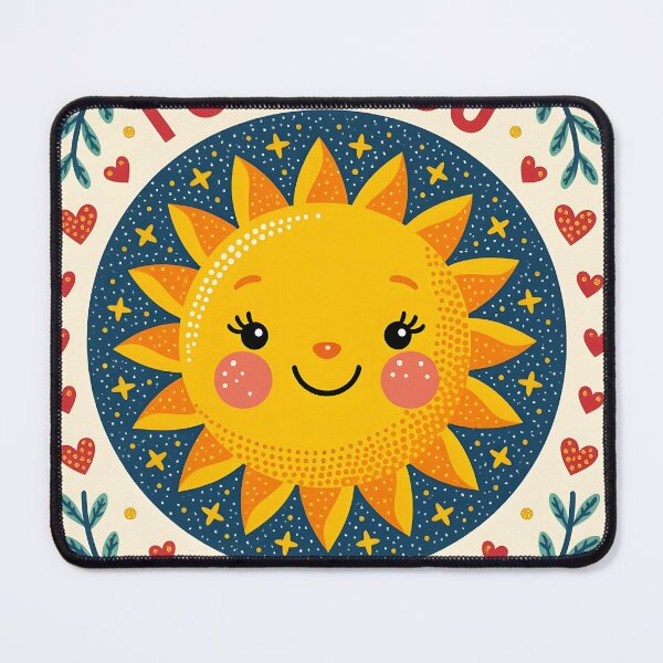 Item preview,  “I OWE YOU “ In the center, a cute smiling sun, surrounded by little glittering hearts. designed and sold by Ponted.