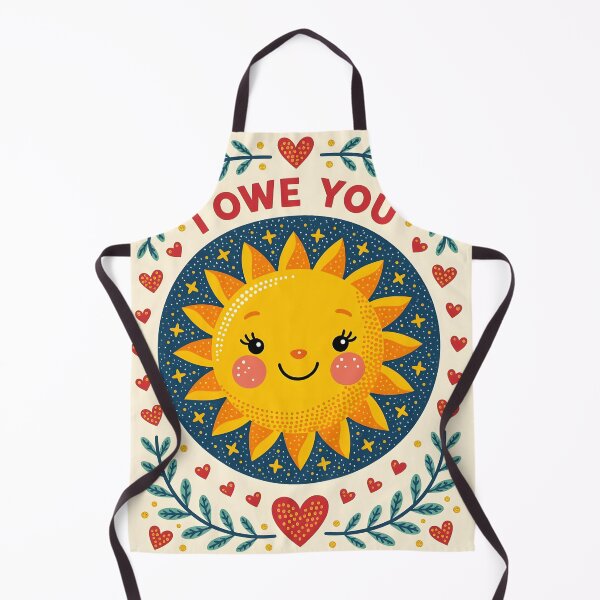 Item preview, “I OWE YOU “ In the center, a cute smiling sun, surrounded by little glittering hearts. designed and sold by Ponted.